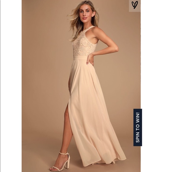 picture perfect blush lace maxi dress